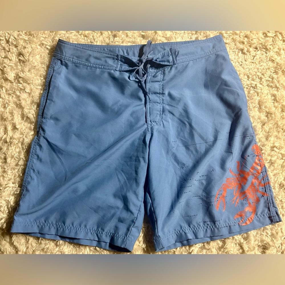 L.L. Bean Swim Trunks size 36W Lobster Blue Drawstring Waist New England Style